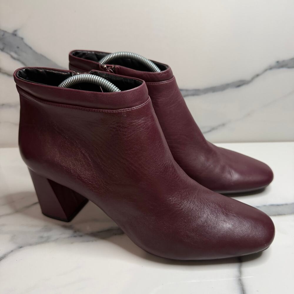 Aerosoles Burgundy Leather Head North Boots Sz 10 Comfort Classic Minimalist